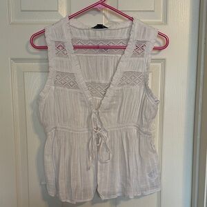American Eagle Tie Front Ruffle Top